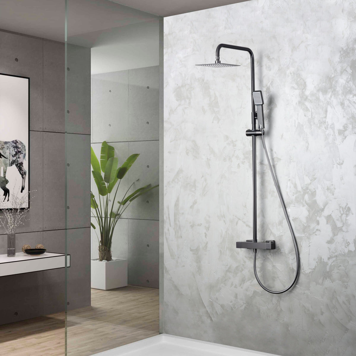 Conjunto de Ducha Termostático Art IMEX instalado en un baño