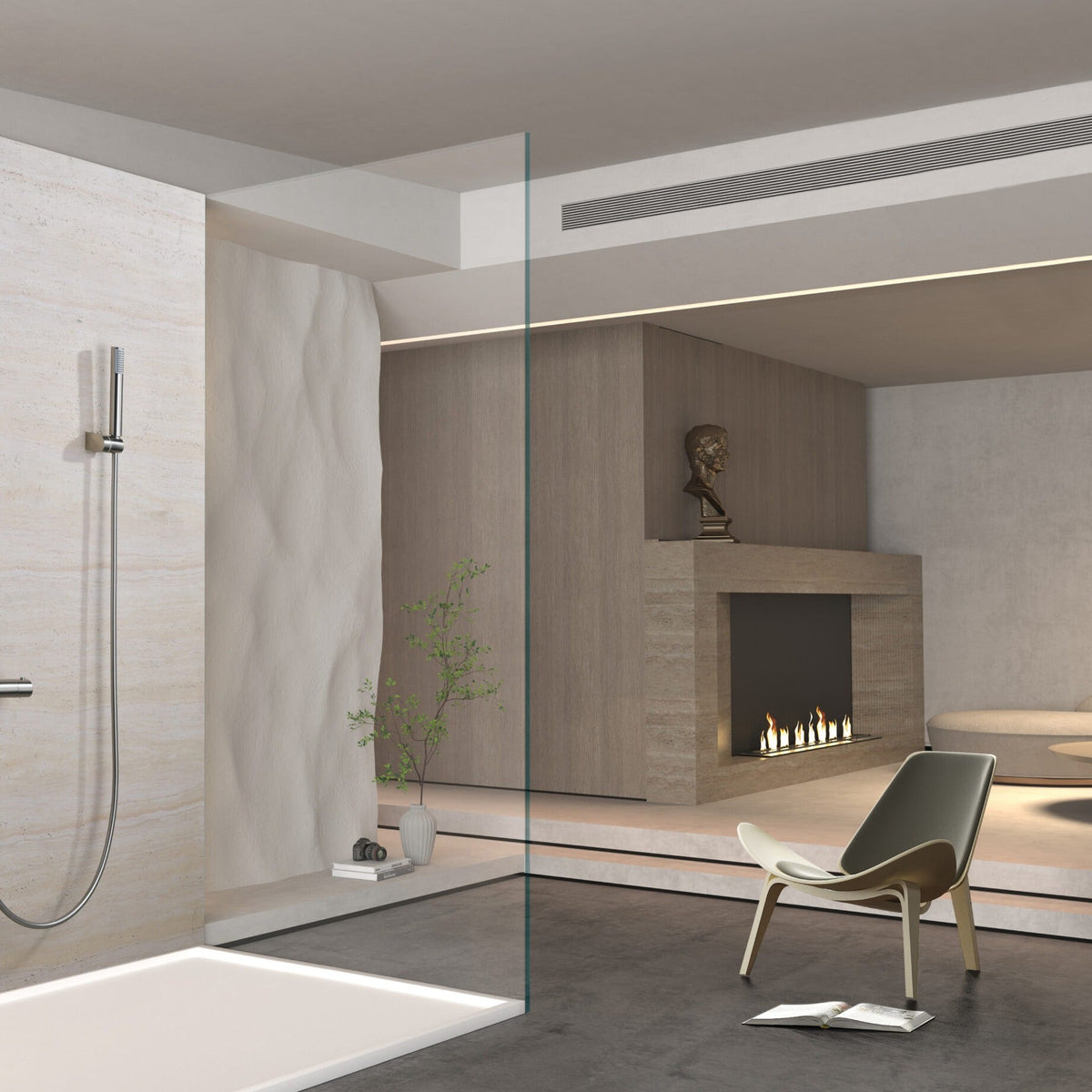 Kit de Ducha Termostático Monza IMEX instalado en un baño