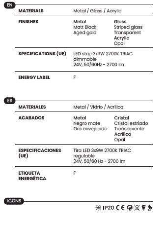 Lámpara Colgante Aromas del Campo Elma 3 Luces Oro y Vidrio Estriado Ambiente - Aromas del Campo