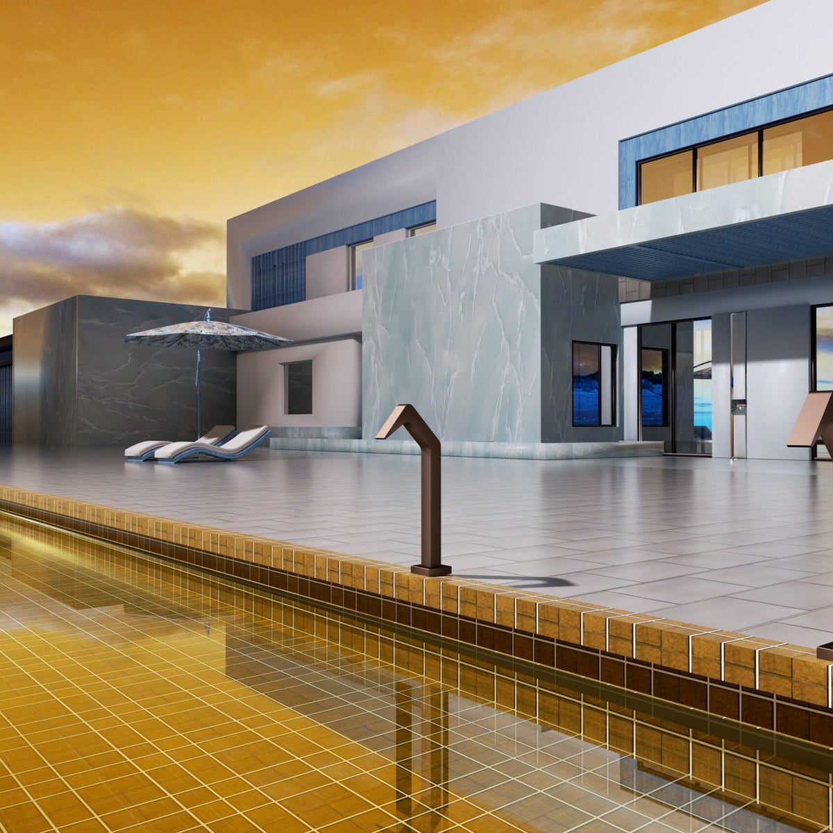 Cascada de Piscina 6 cm Niágara IMEX instalado en una piscina