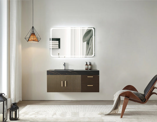 Espejo Grecia Ledimex con luz LED en un baño contemporáneo