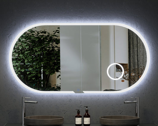 Espejo Indiana Ledimex con luz LED en un baño contemporáneo