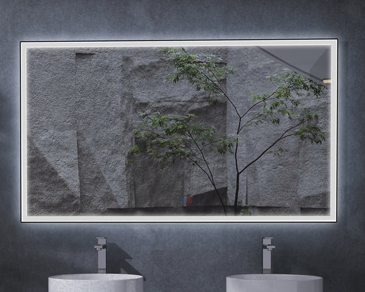 Espejo Suiza Ledimex con luz LED en un baño contemporáneo