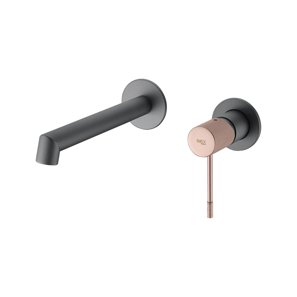 Monomando Empotrado de Lavabo Line en Gris Mate-Champagne instalado a pared