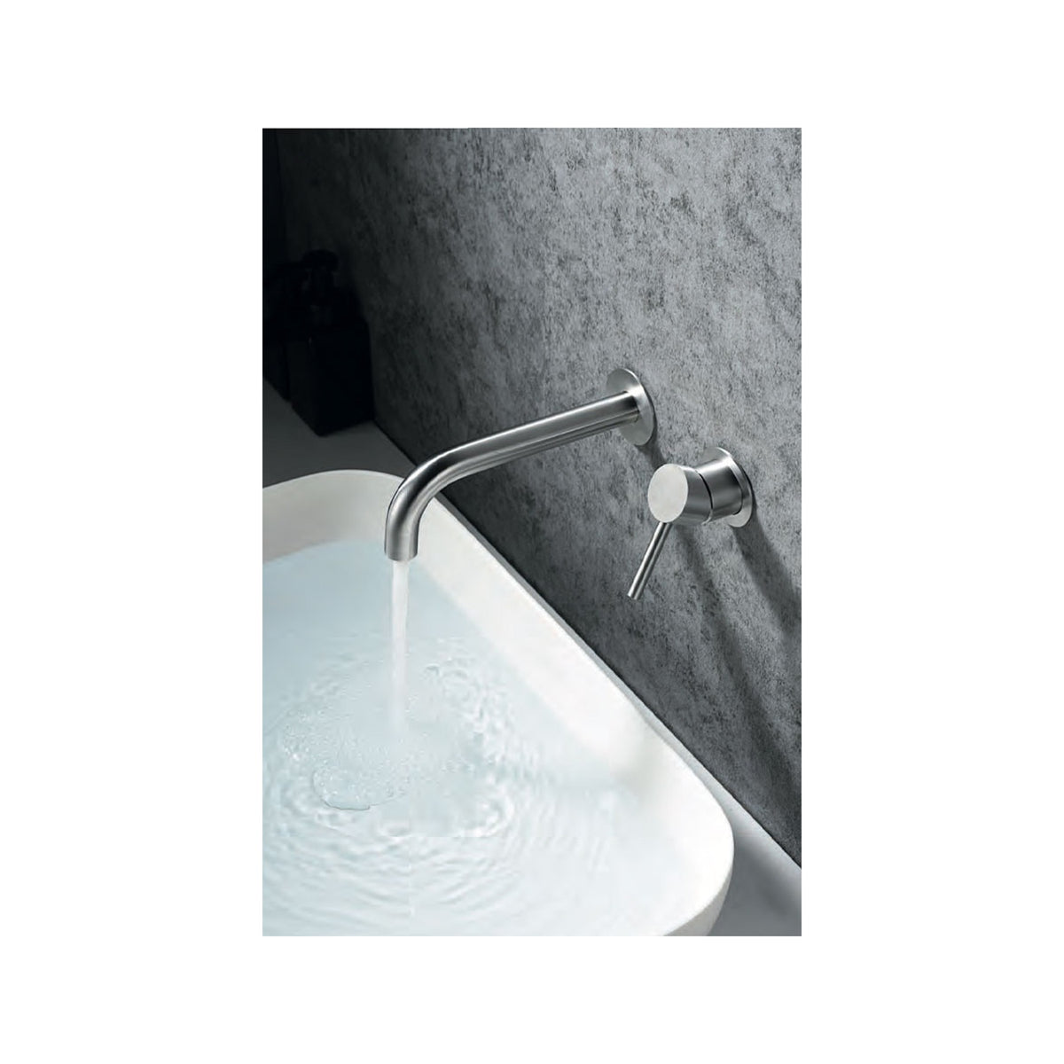 Monomando Empotrado de Lavabo en Acero Inoxidable S316 instalado a pared