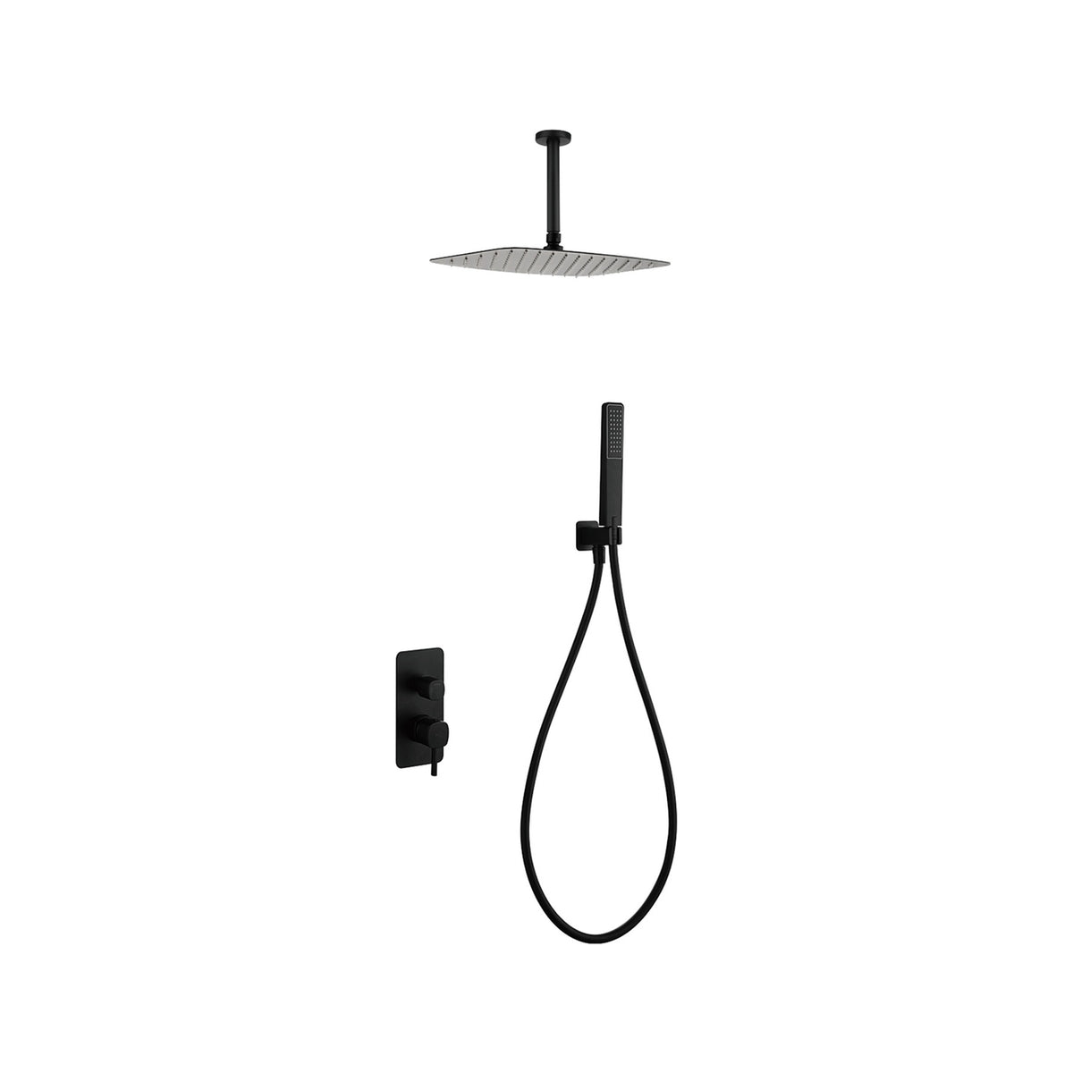 Conjunto de Ducha Monomando Empotrado Arezzo IMEX Negro Mate