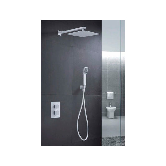 Conjunto de Ducha Termostático Empotrado Cíes IMEX Blanco Mate