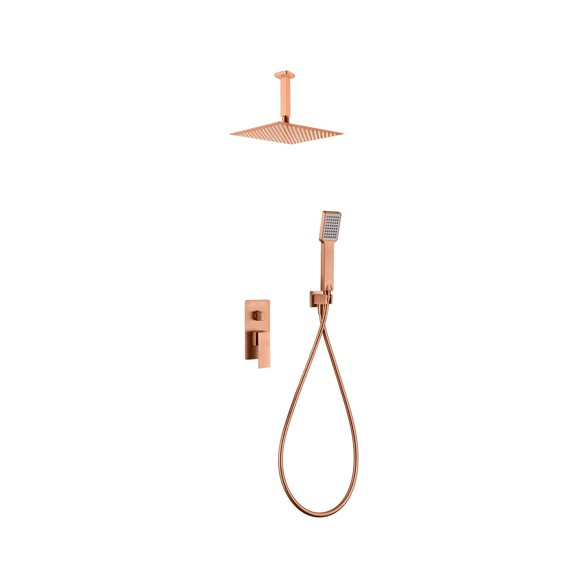 Conjunto de Ducha Monomando Empotrado Catania IMEX Oro Rosa Cepillado