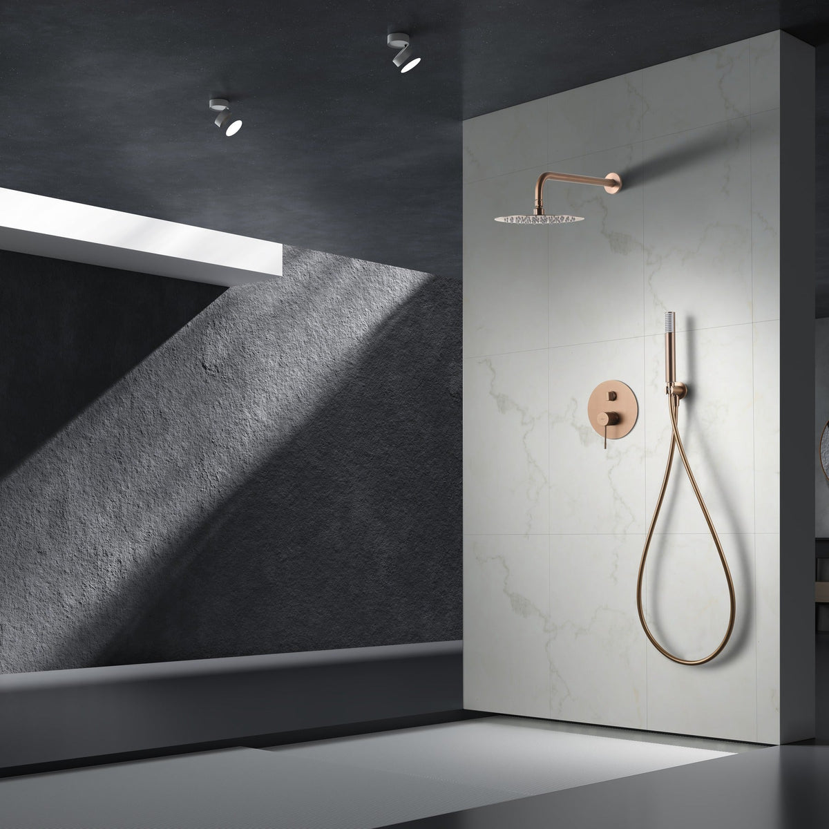 Conjunto de Ducha Monomando Empotrado Line IMEX instalado en un baño