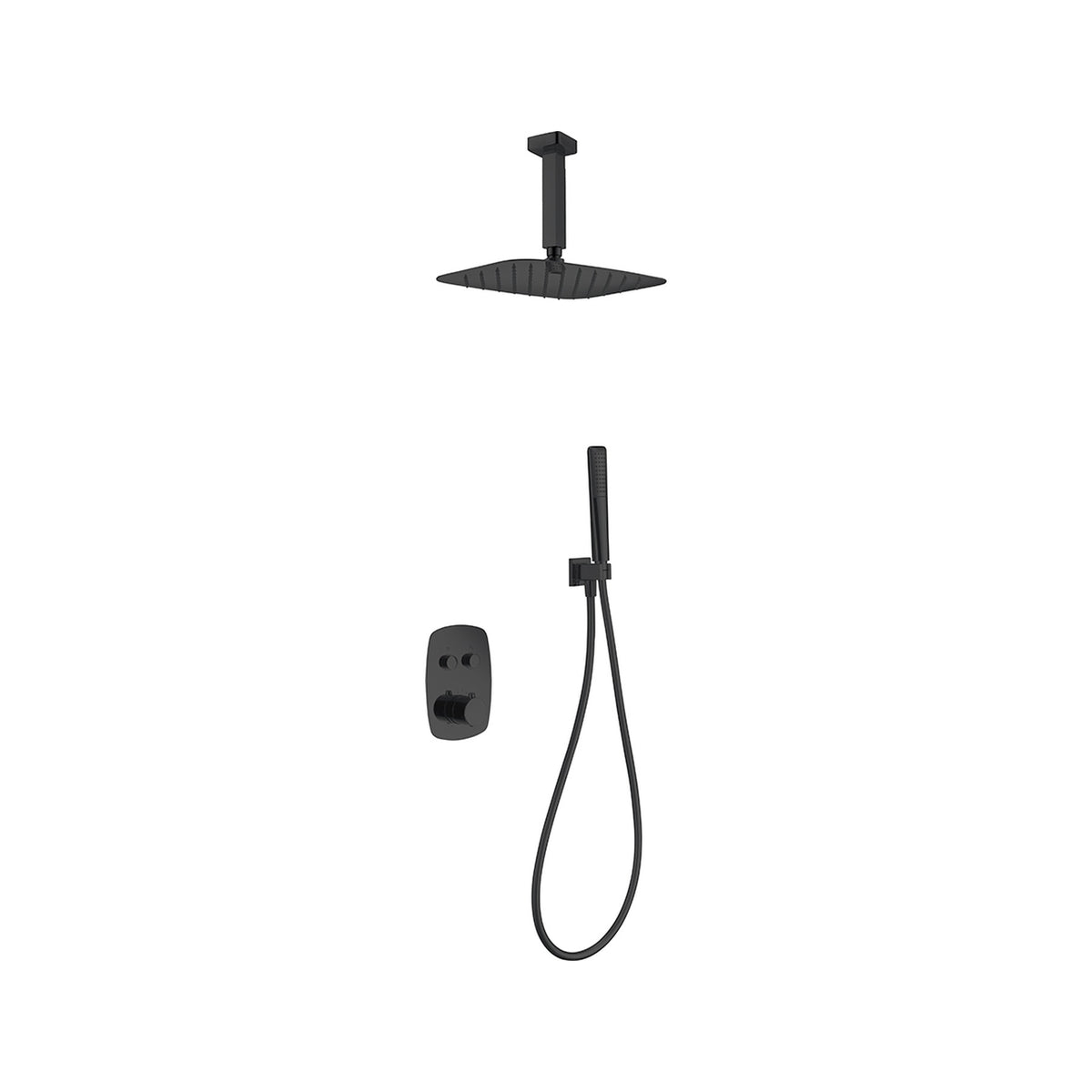 Conjunto de Ducha Termostático Empotrado Feroe IMEX Negro Mate