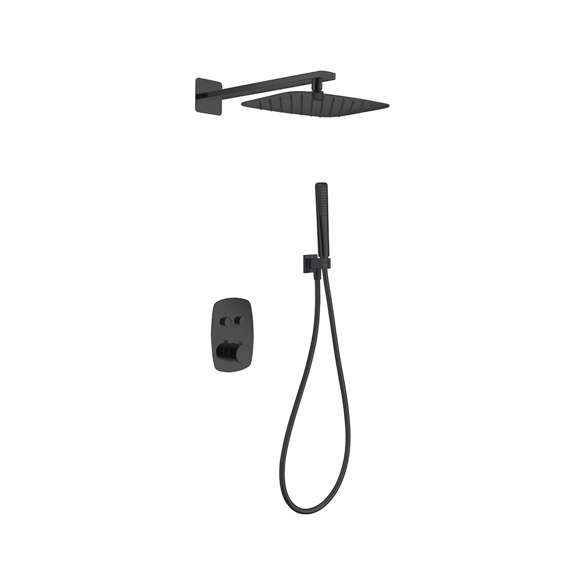 Conjunto de Ducha Termostático Empotrado Hidra IMEX Negro Mate