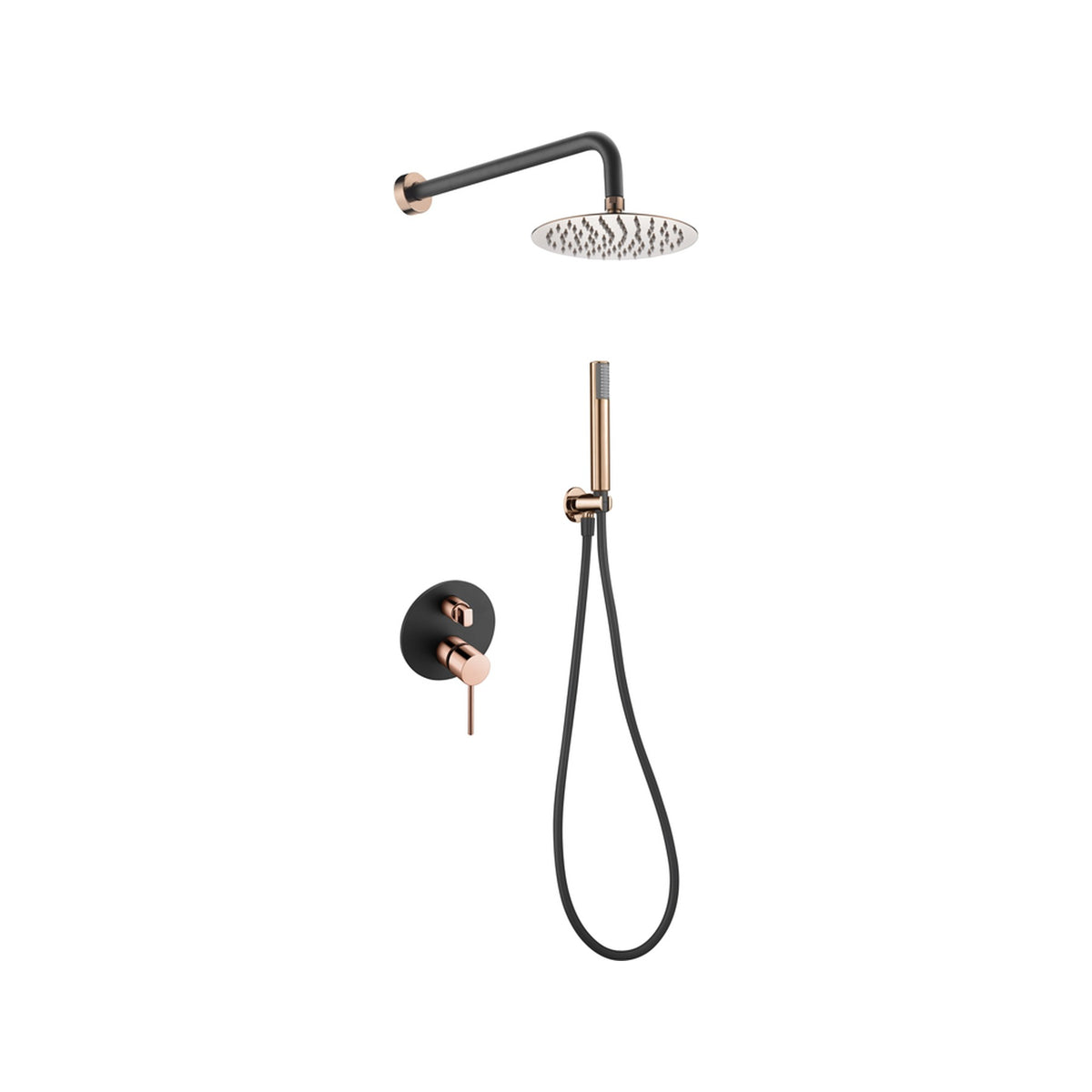 Conjunto de Ducha Monomando Empotrado Milos Stick IMEX Negro + Oro Rosa