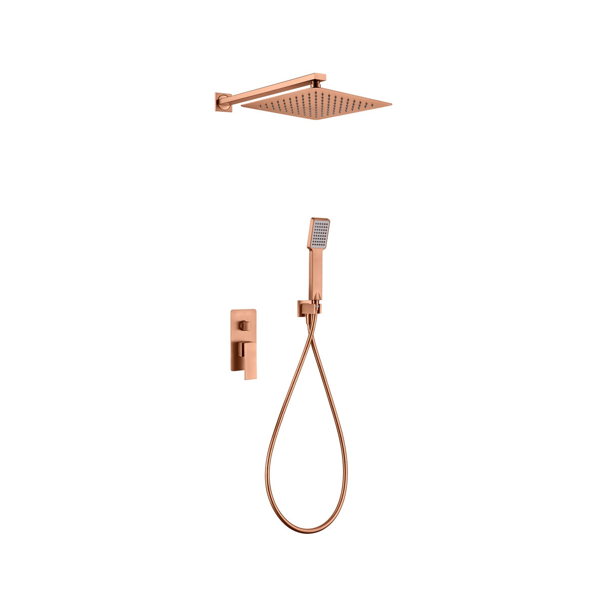 Conjunto de Ducha Monomando Empotrado Pisa IMEX Oro Rosa Cepillado
