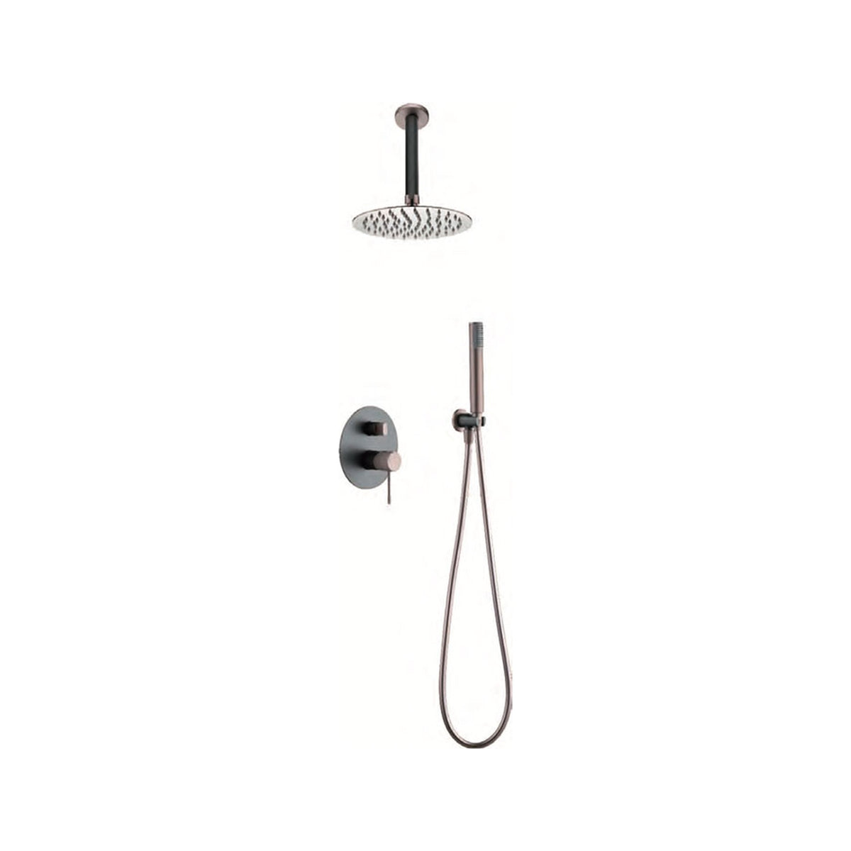 Conjunto de Ducha Monomando Empotrado Top IMEX Gris Mate-Champagne
