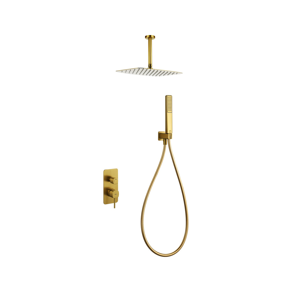 Conjunto de Ducha Monomando Empotrado Sassari IMEX Oro Cepillado