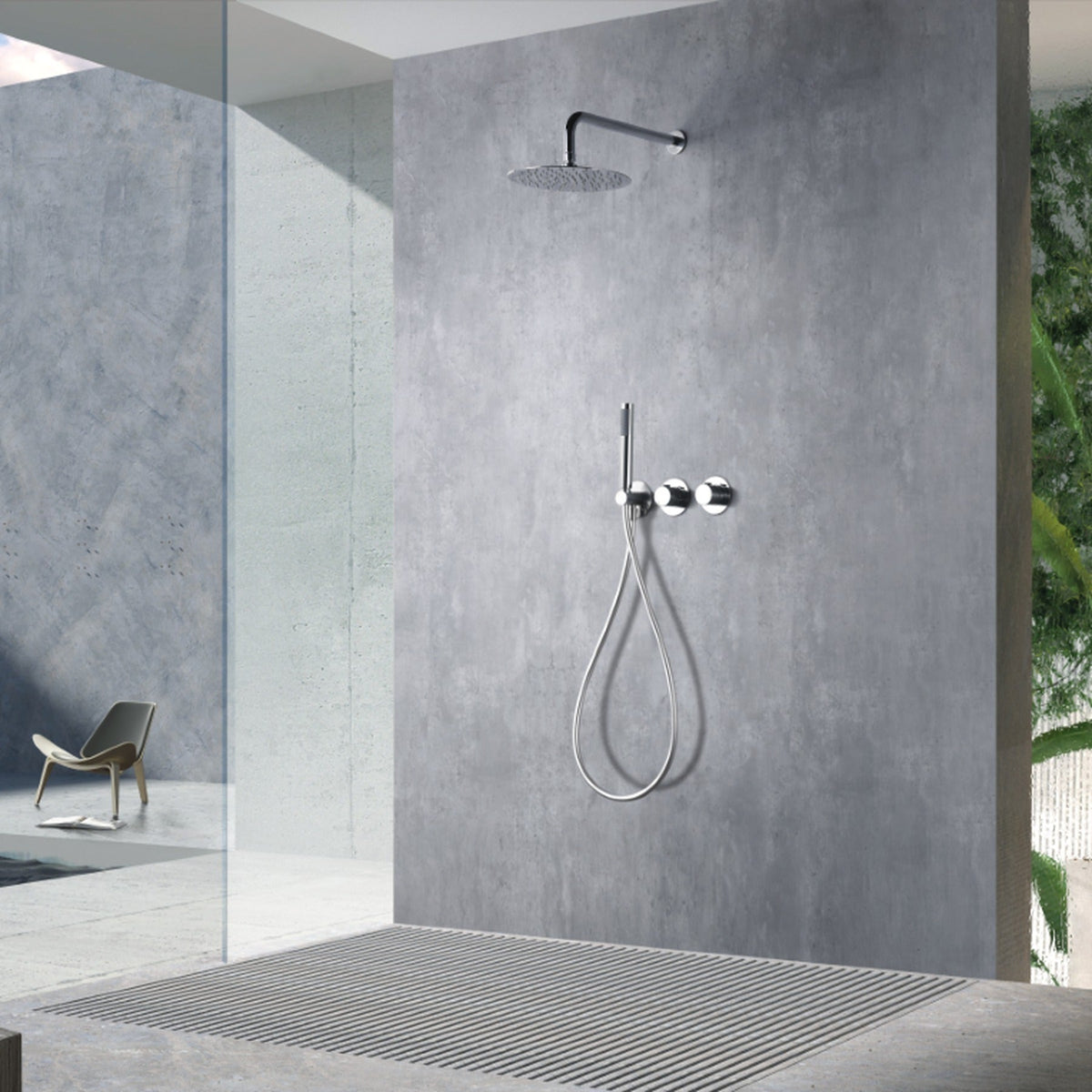 Conjunto de Ducha Termostático Empotrado Assen IMEX instalado en un baño