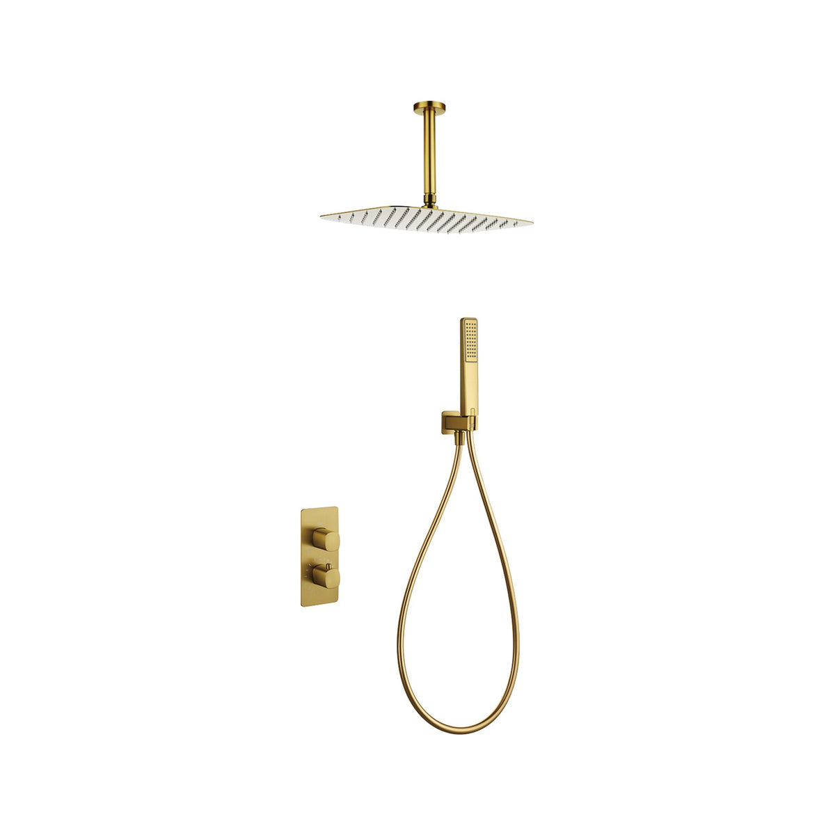 Conjunto de Ducha Termostático Empotrado Arezzo IMEX Oro Cepillado