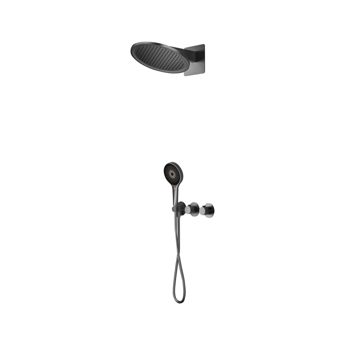 Conjunto de Ducha Termostático Empotrado Bolonia IMEX Black Gun Metal