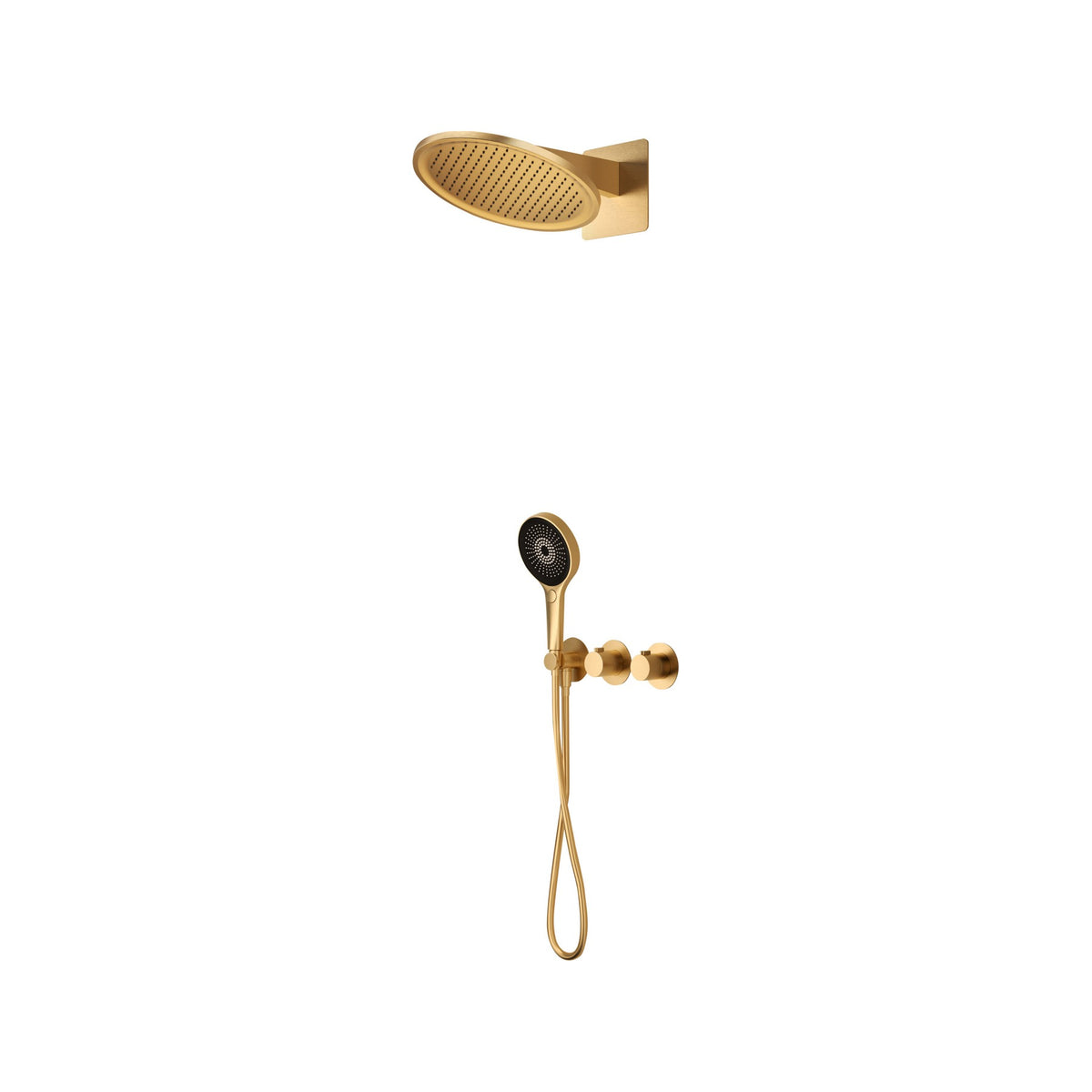 Conjunto de Ducha Termostático Empotrado Bolonia IMEX Oro Cepillado