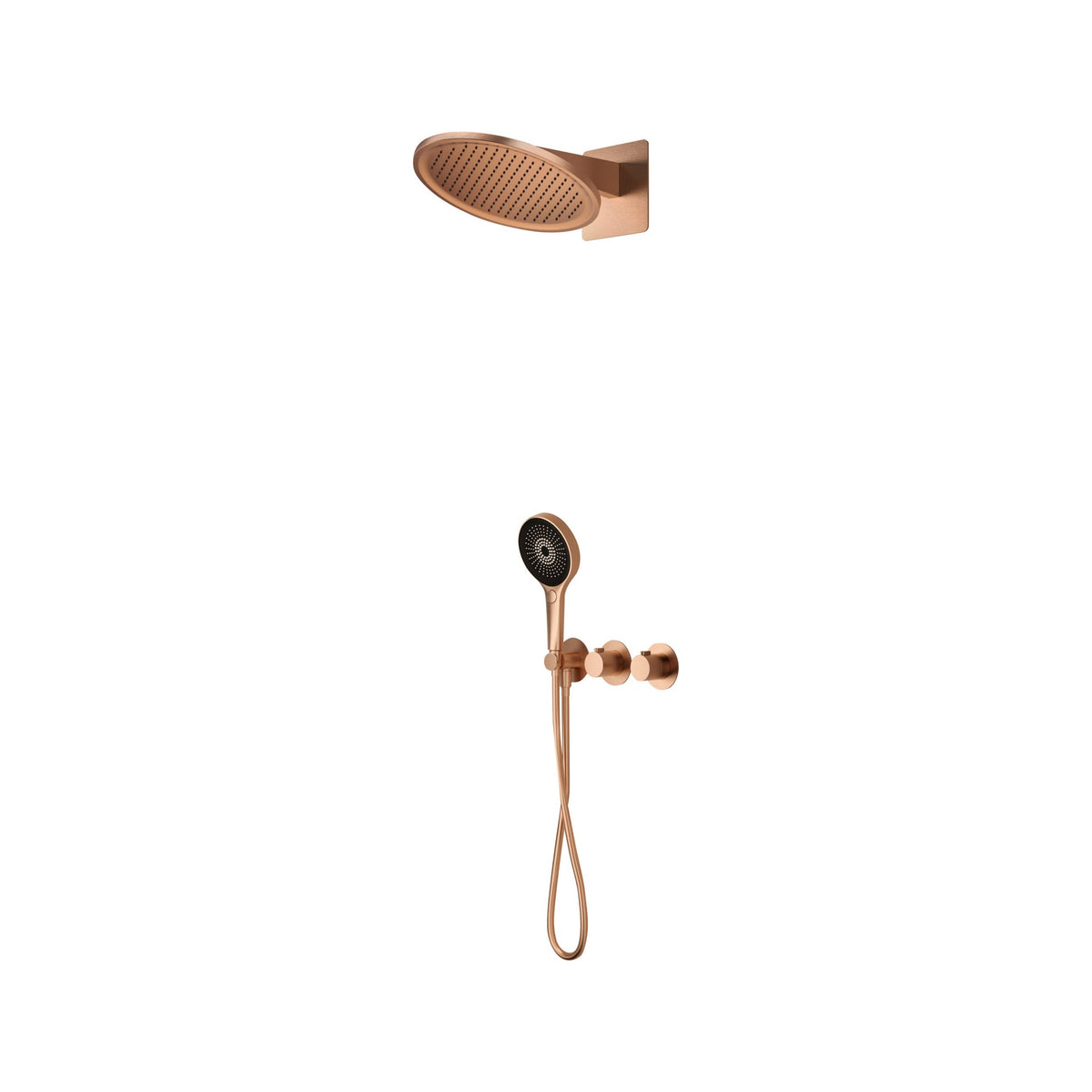 Conjunto de Ducha Termostático Empotrado Bolonia IMEX Oro Rosa Cepillado