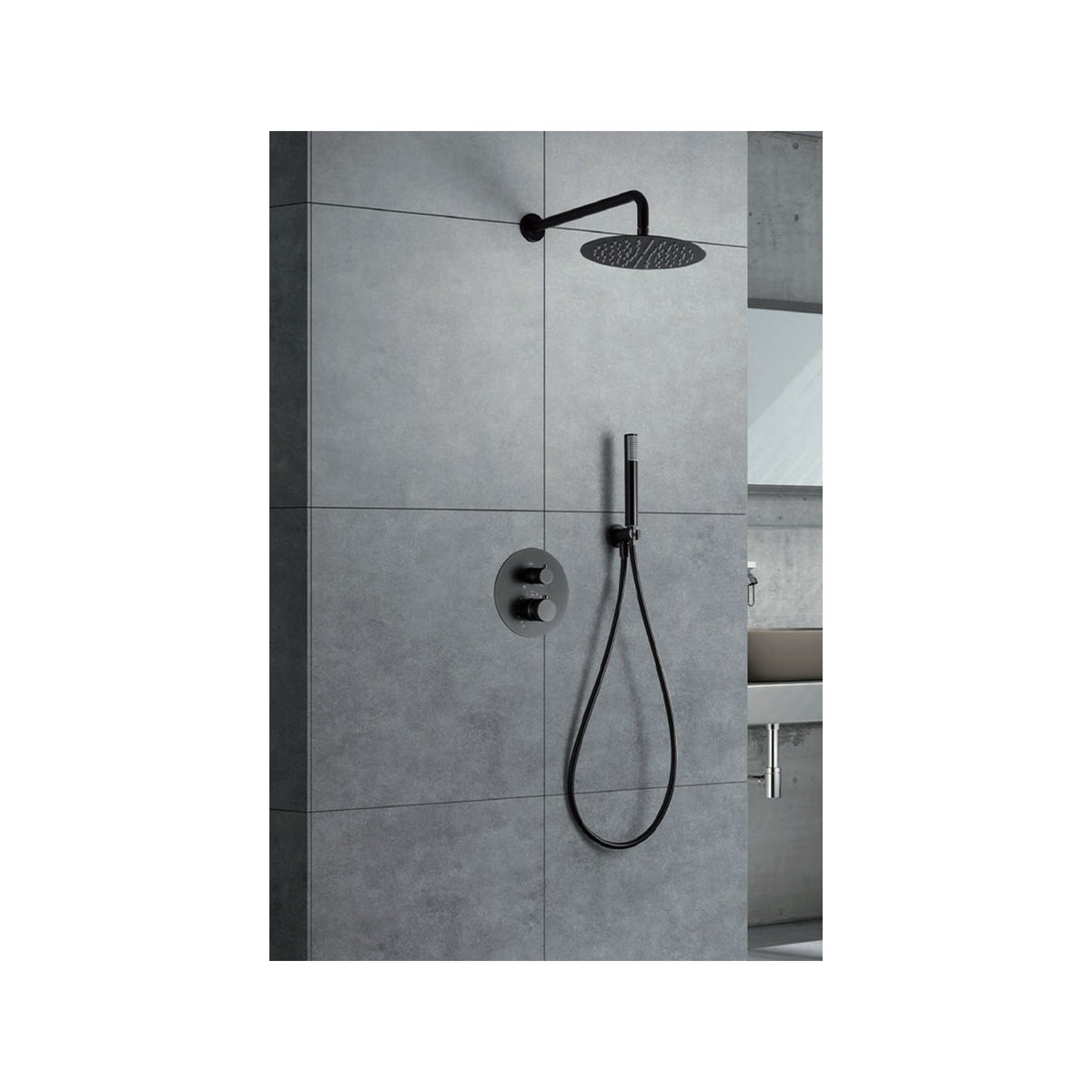 Conjunto de Ducha Termostático Empotrado Line IMEX Black Gun Metal