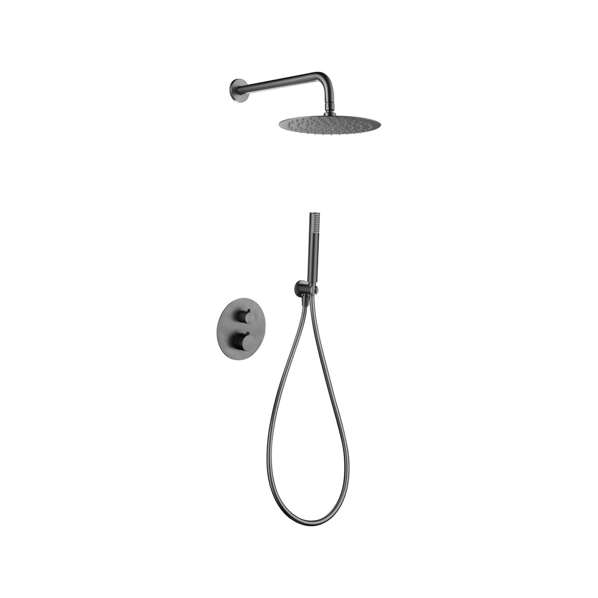 Conjunto de Ducha Termostático Empotrado Génova IMEX Black Gun Metal