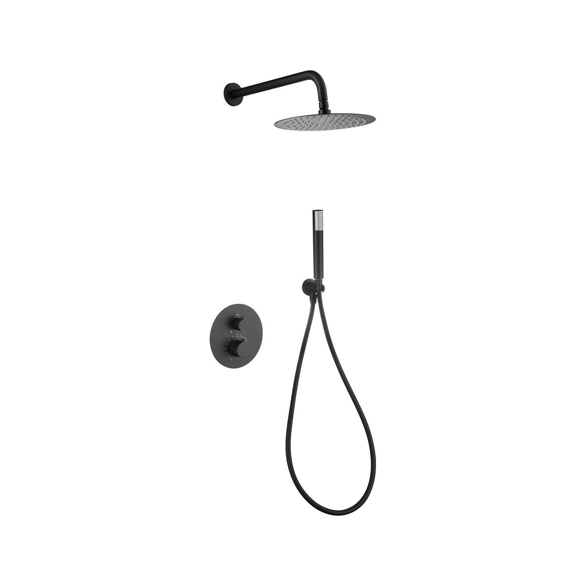 Conjunto de Ducha Termostático Empotrado Génova IMEX Negro Mate