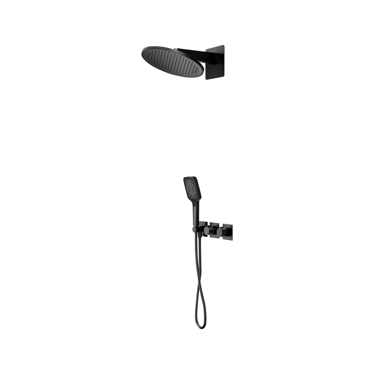 Conjunto de Ducha Termostático Empotrado Inari IMEX Negro Mate