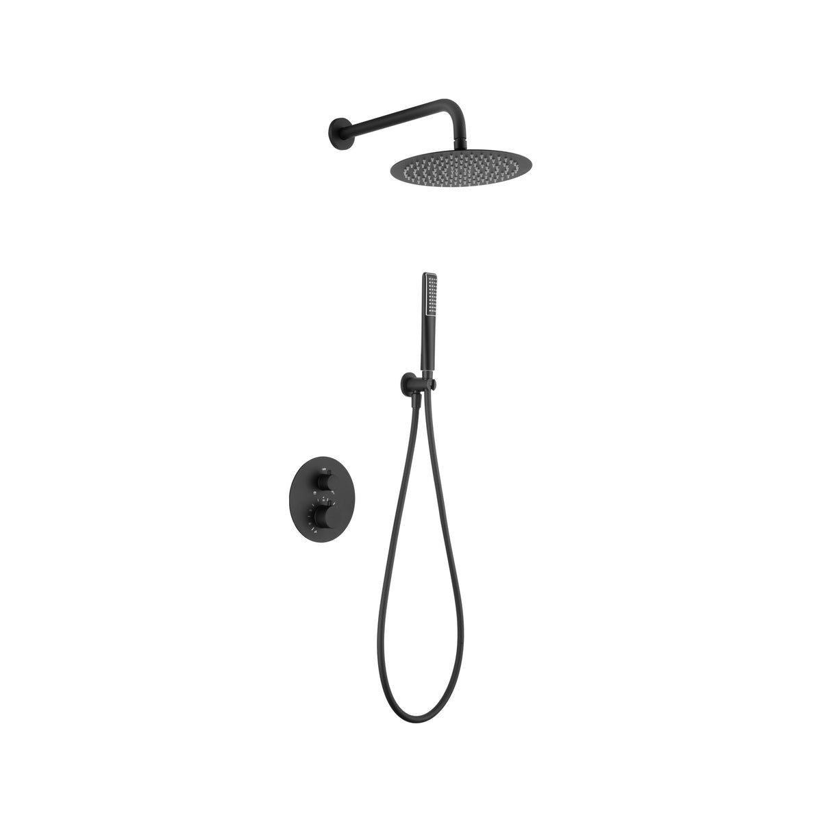 Conjunto de Ducha Termostático Empotrado Nápoles IMEX Negro Mate
