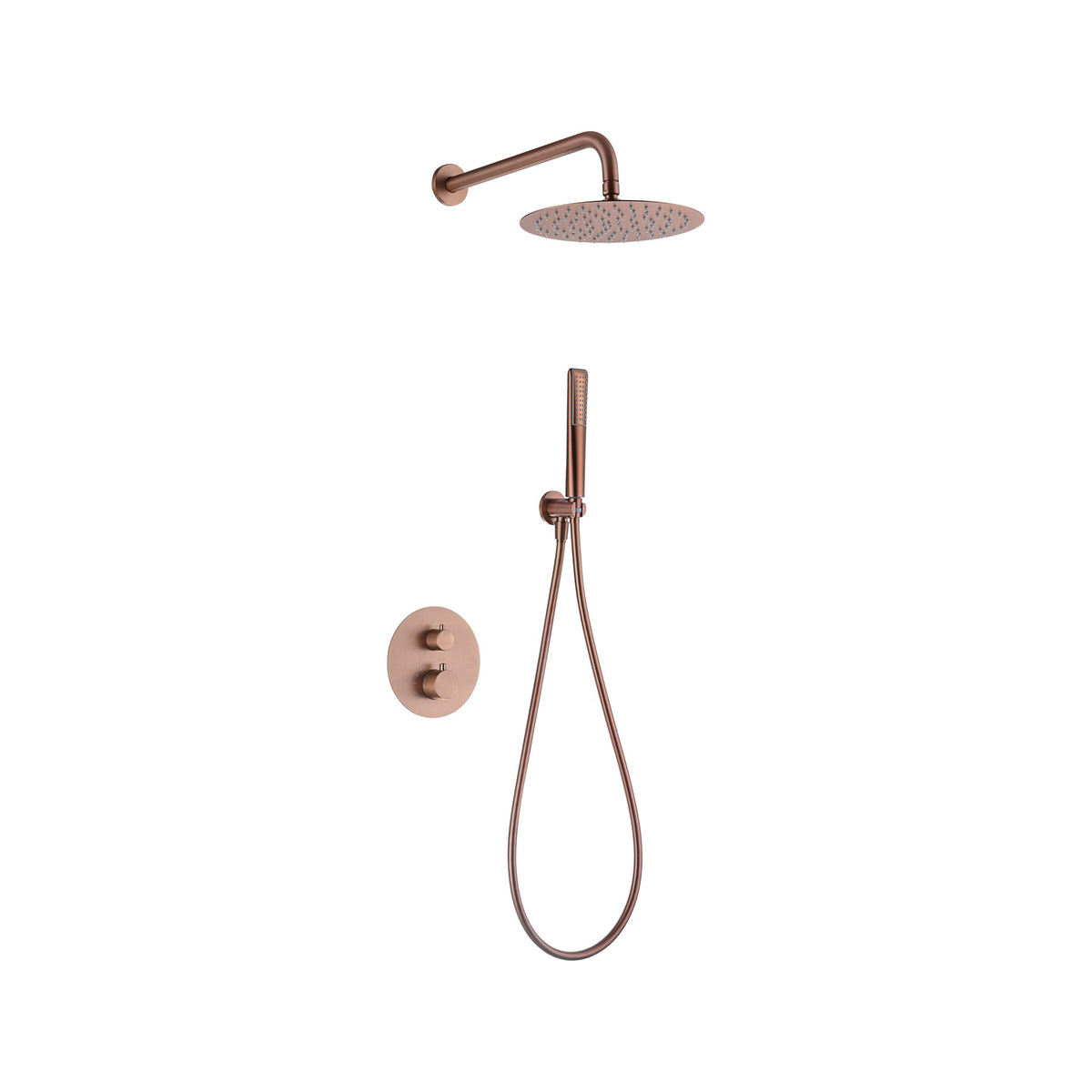 Conjunto de Ducha Termostático Empotrado Nápoles IMEX Oro Rosa Cepillado