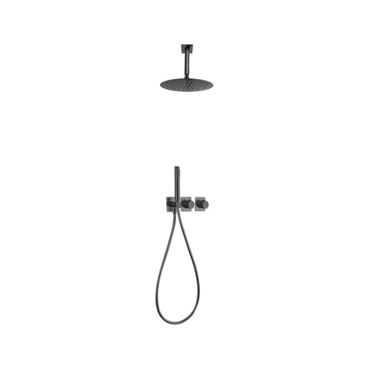 Conjunto de Ducha Termostático Empotrado Nepal IMEX Black Gun Metal