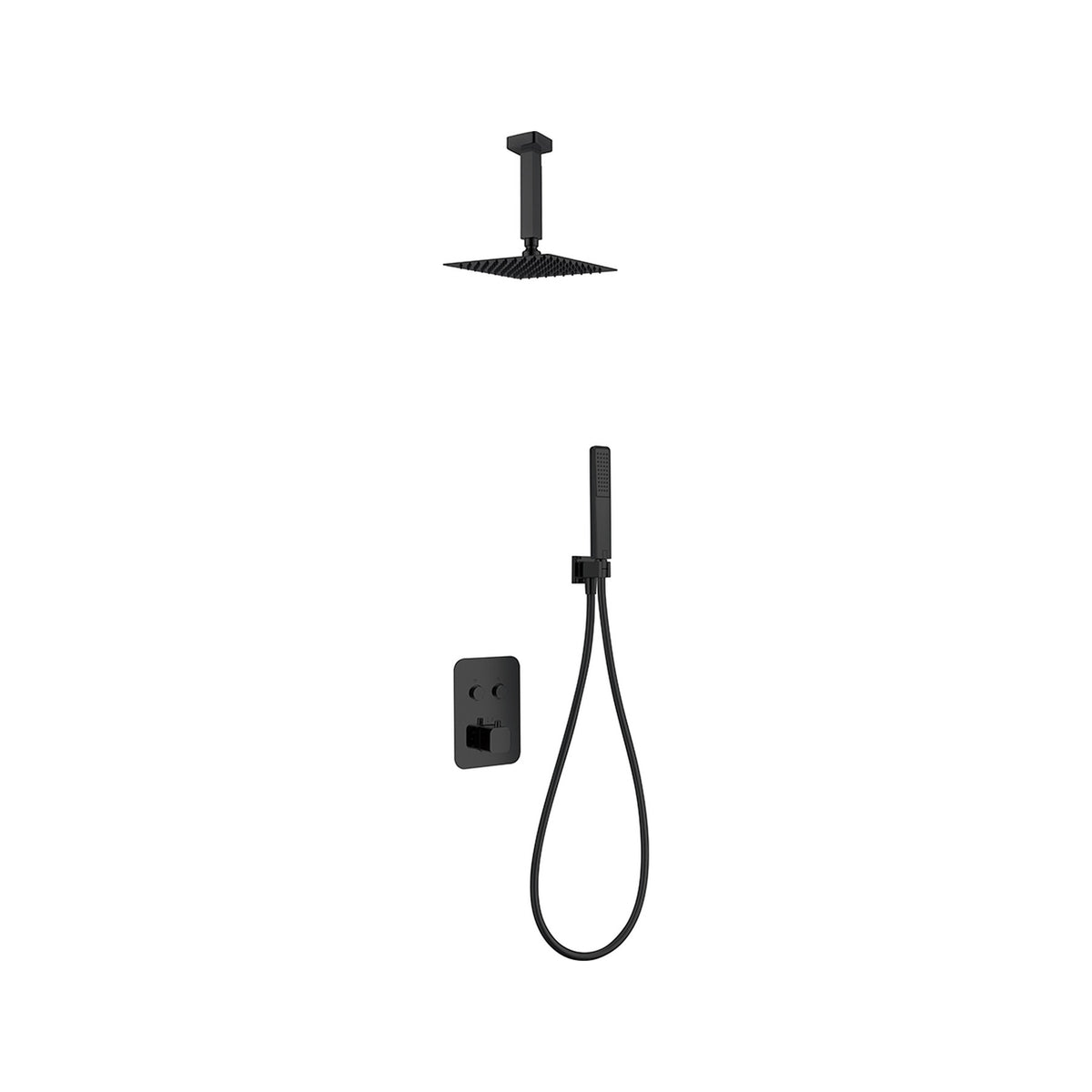 Conjunto de Ducha Termostático Empotrado Portugal IMEX Negro Mate