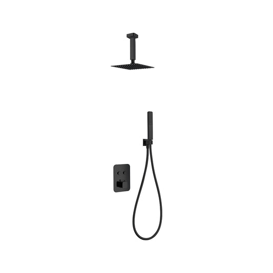 Conjunto de Ducha Termostático Empotrado Portugal IMEX Negro Mate