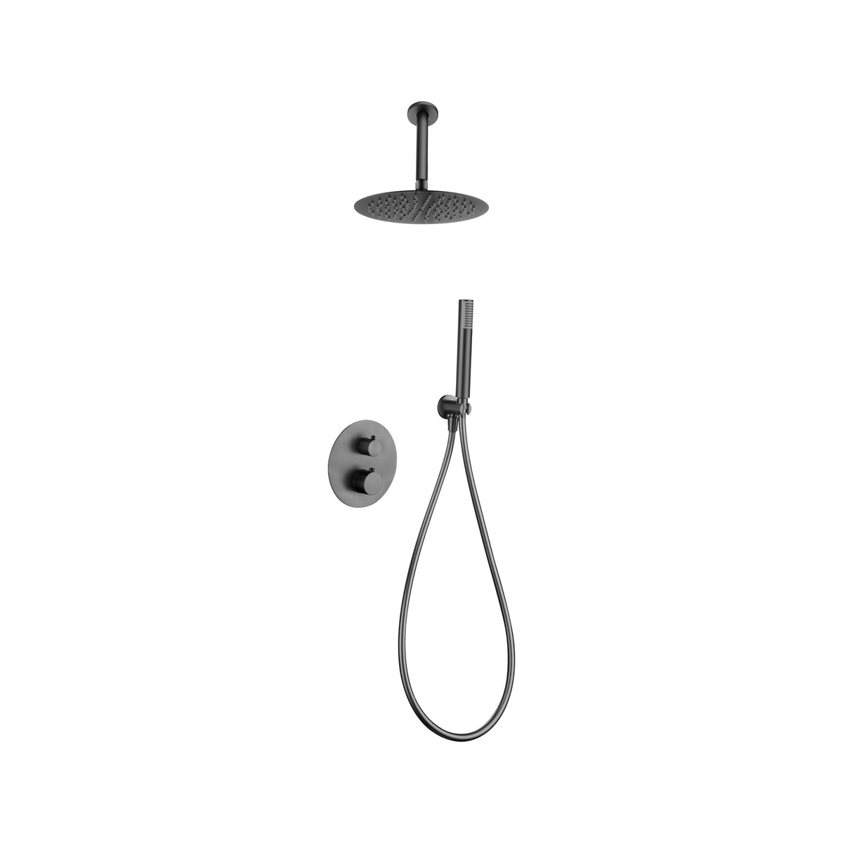 Conjunto de Ducha Termostático Empotrado Piamonte IMEX Black Gun Metal