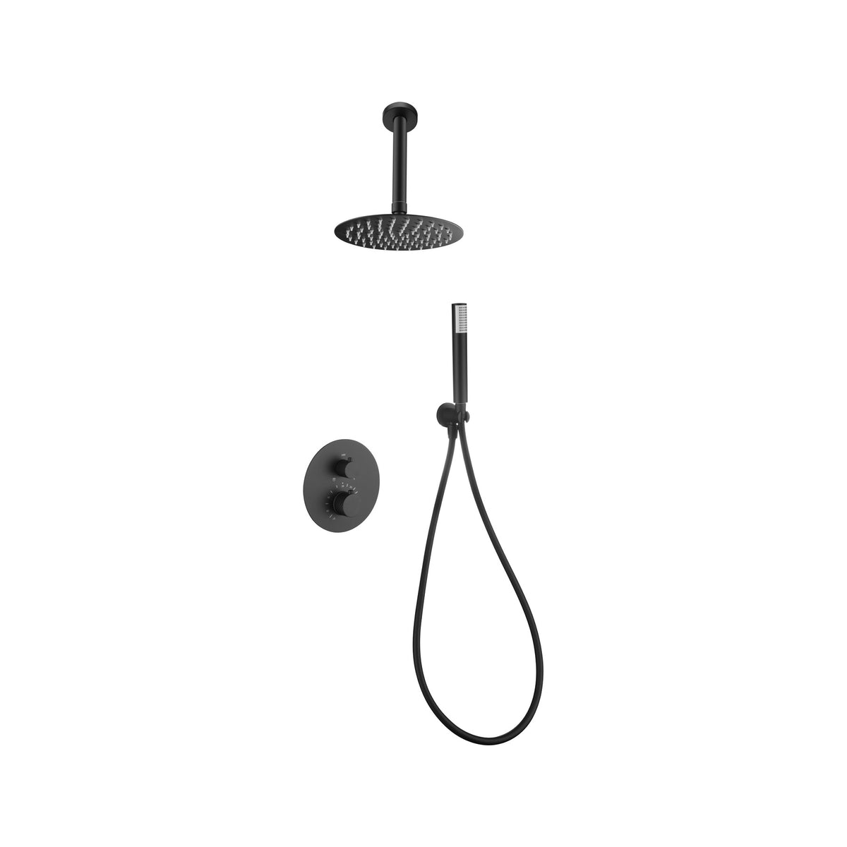 Conjunto de Ducha Termostático Empotrado Piamonte IMEX Negro Mate