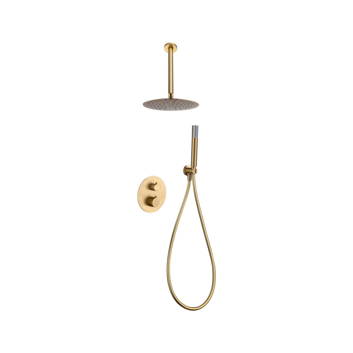 Conjunto de Ducha Termostático Empotrado Piamonte IMEX Oro Cepillado