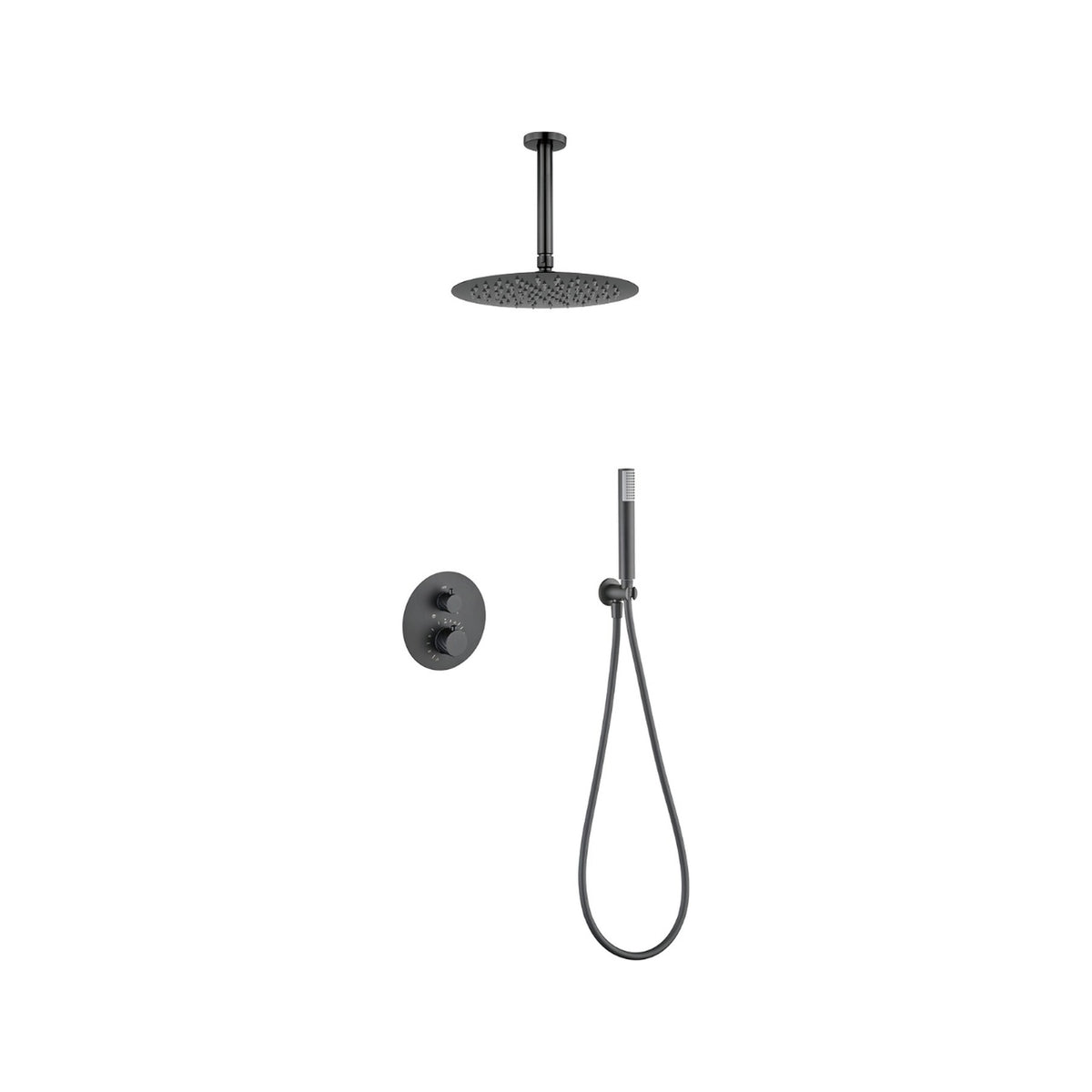 Conjunto de Ducha Termostático Empotrado Palau IMEX Black Gun Metal