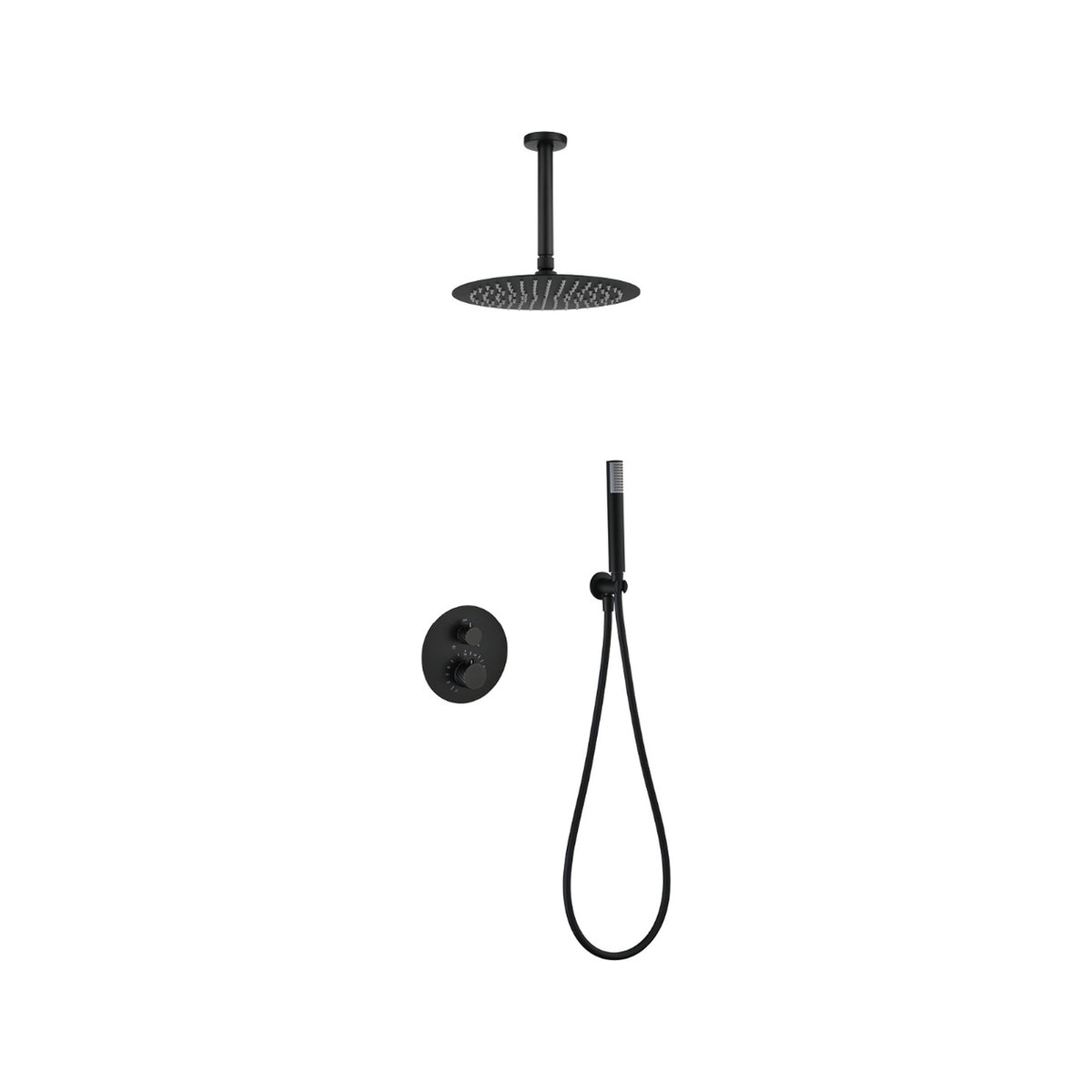 Conjunto de Ducha Termostático Empotrado Palau IMEX Negro Mate