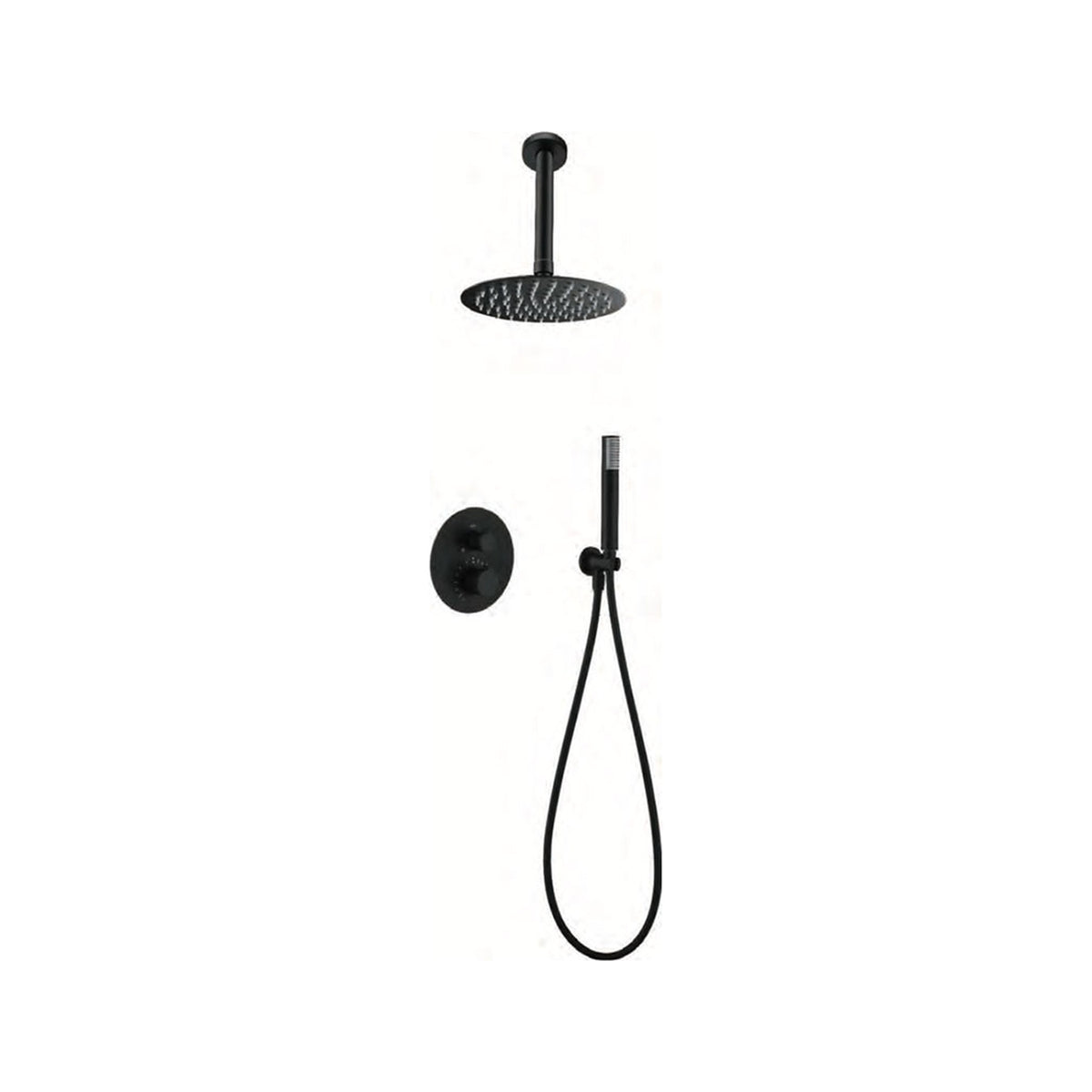 Conjunto de Ducha Termostático Empotrado Top IMEX Negro Mate