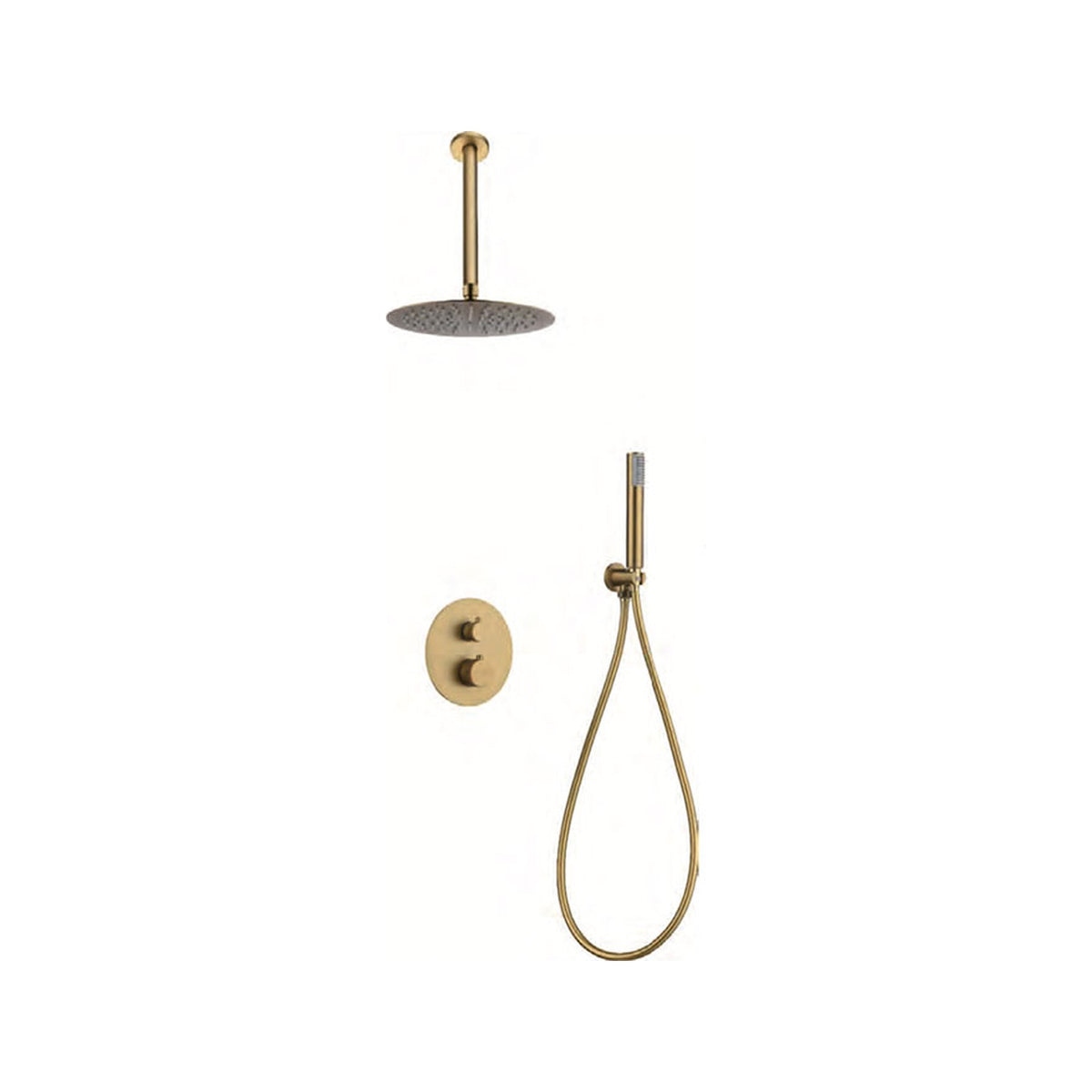 Conjunto de Ducha Termostático Empotrado Top IMEX Oro Cepillado