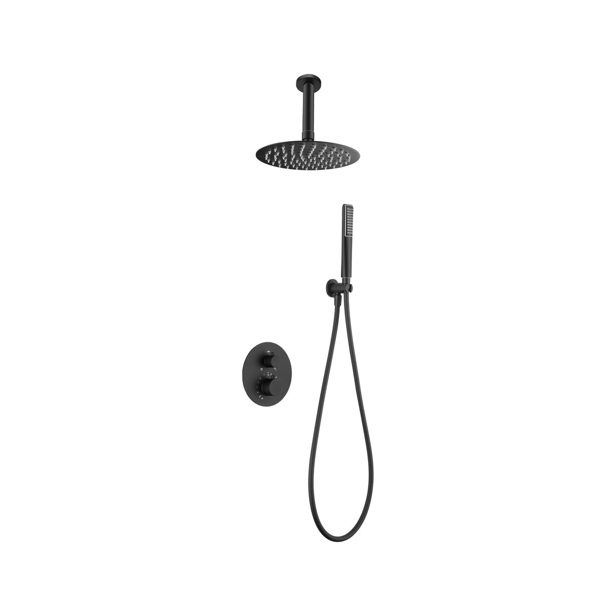 Conjunto de Ducha Termostático Empotrado Salerno IMEX Negro Mate