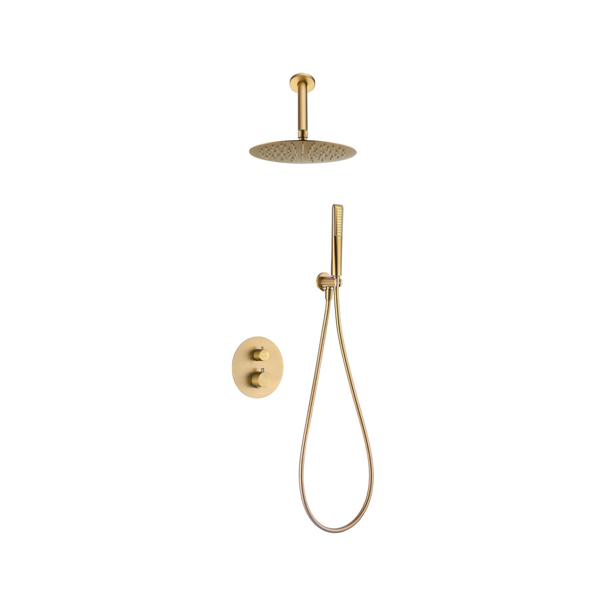 Conjunto de Ducha Termostático Empotrado Salerno IMEX Oro Cepillado