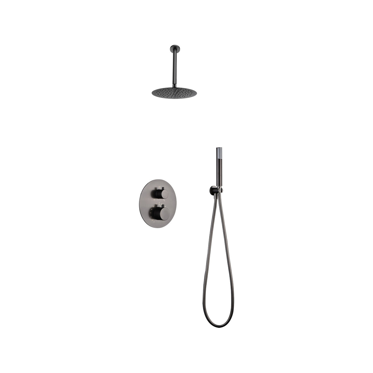 Conjunto de Ducha Termostático Empotrado Tívoli IMEX Black Gun Metal