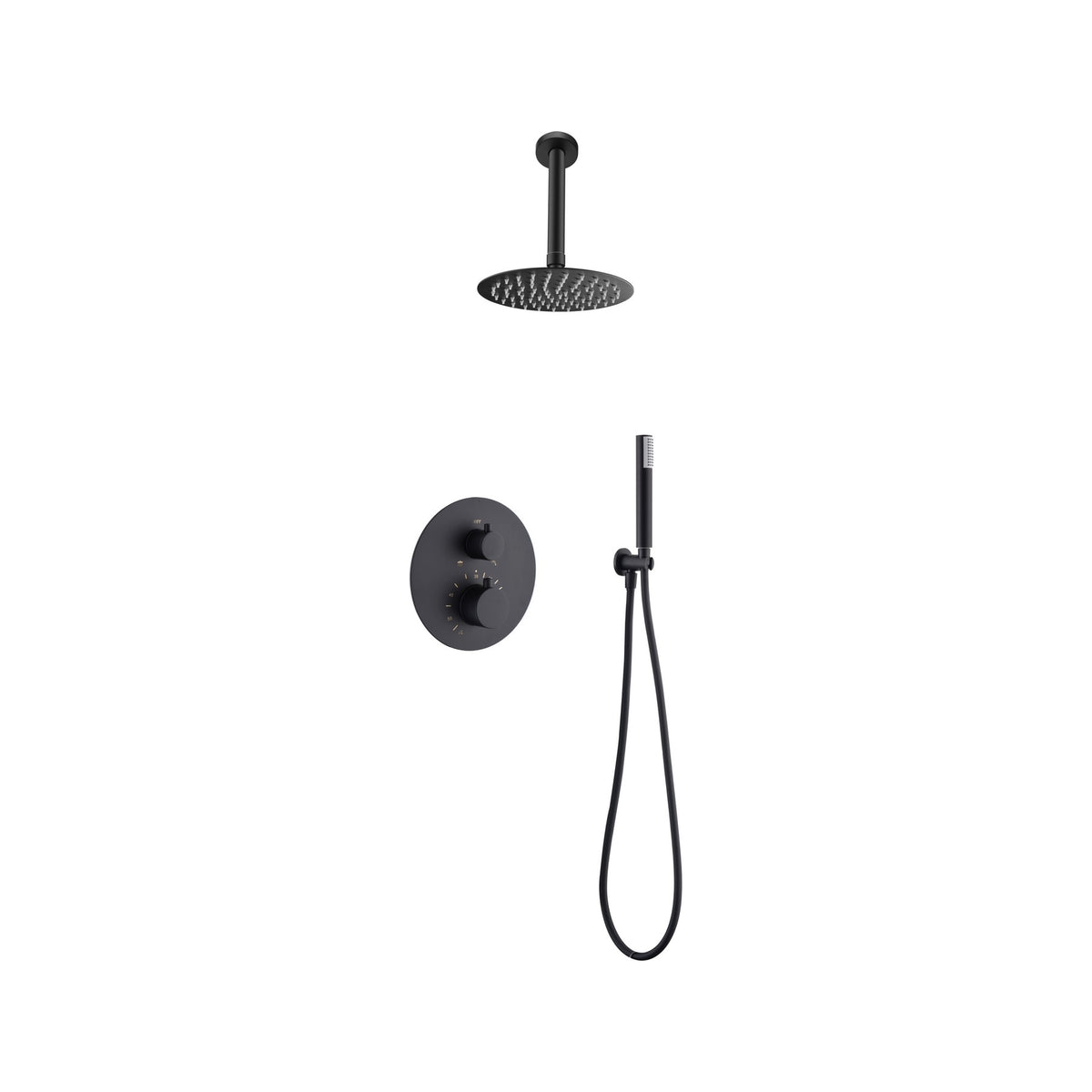 Conjunto de Ducha Termostático Empotrado Tívoli IMEX Negro Mate