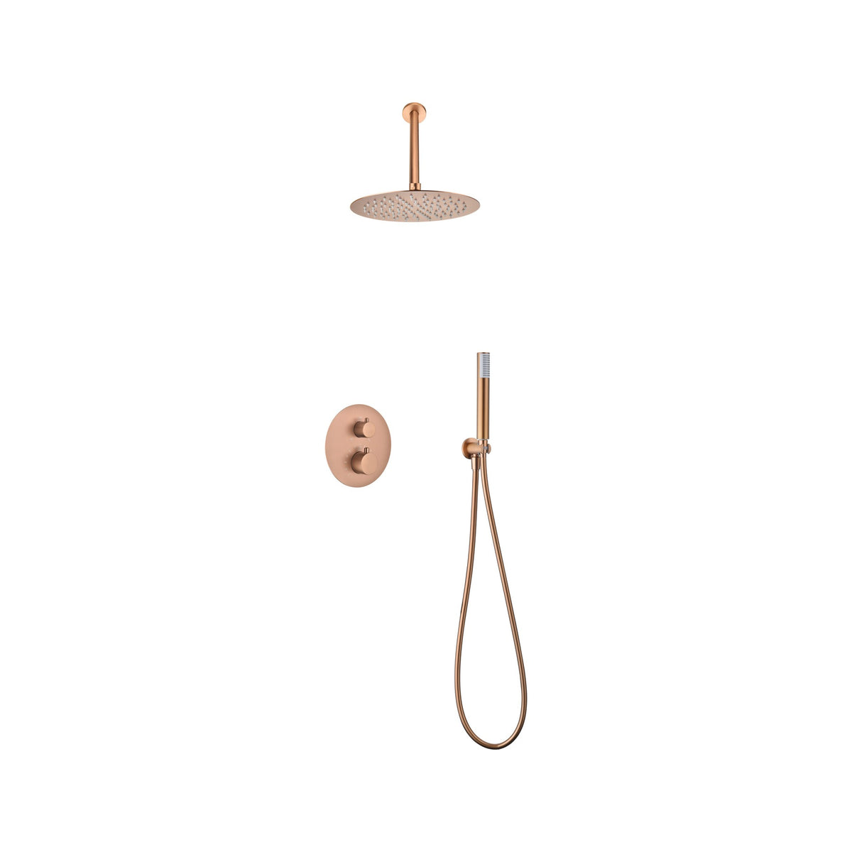 Conjunto de Ducha Termostático Empotrado Tívoli IMEX Oro Rosa Cepillado