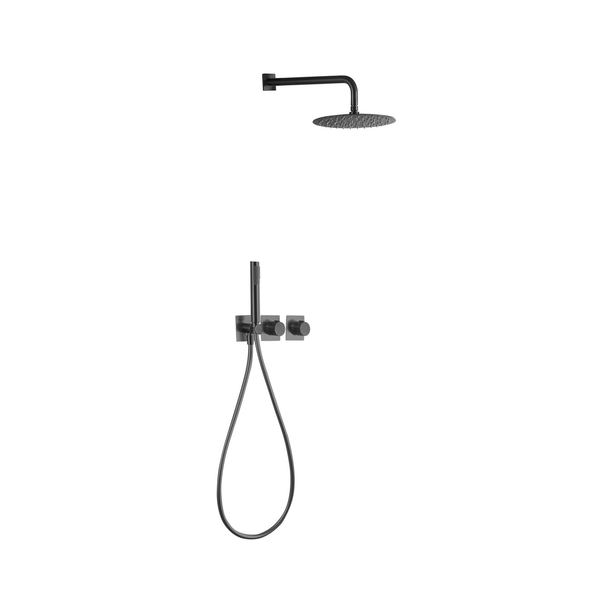 Conjunto de Ducha Termostático Empotrado Tíbet IMEX Black Gun Metal