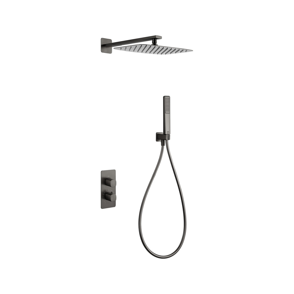 Conjunto de Ducha Termostático Empotrado Toscana IMEX Black Gun Metal