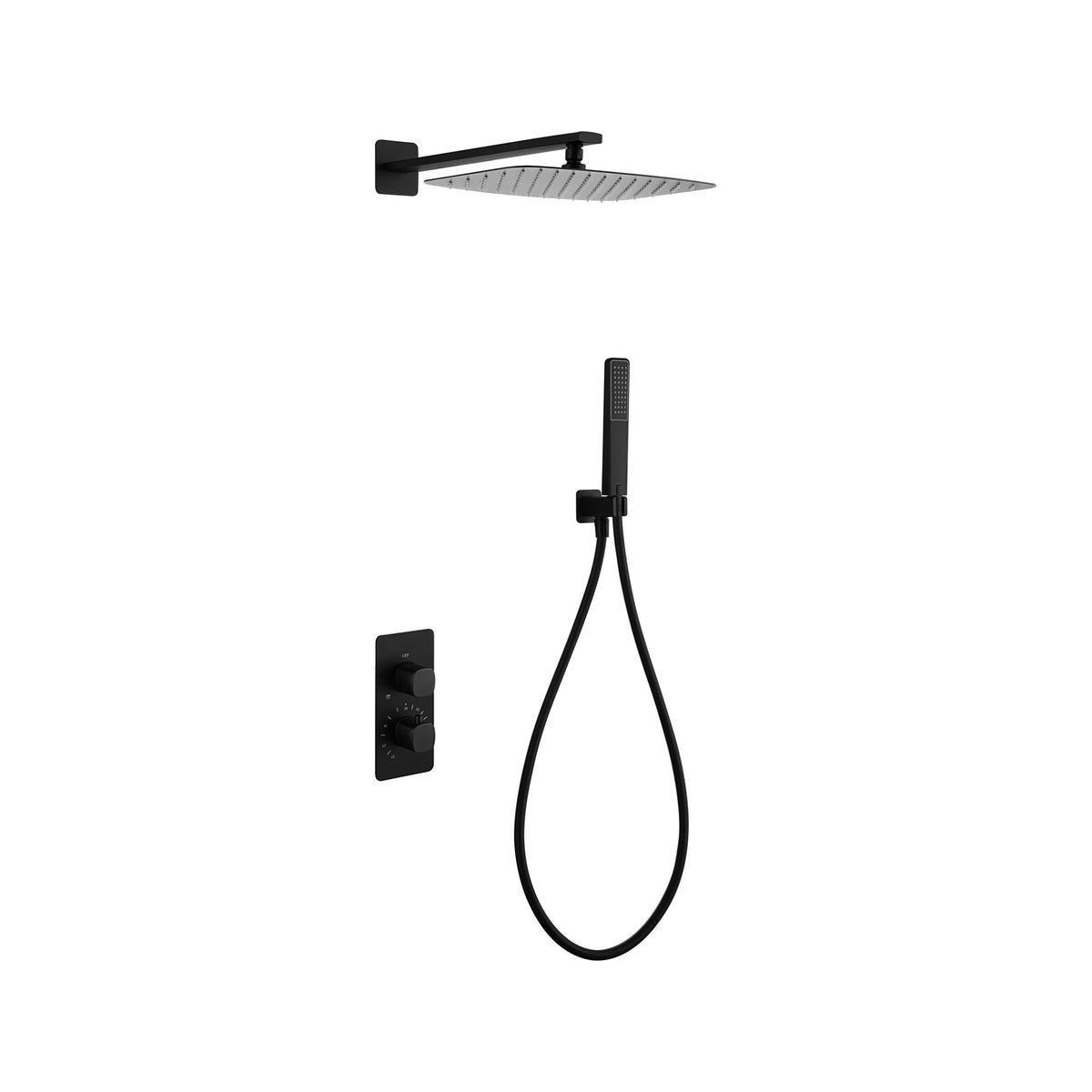 Conjunto de Ducha Termostático Empotrado Toscana IMEX Negro Mate