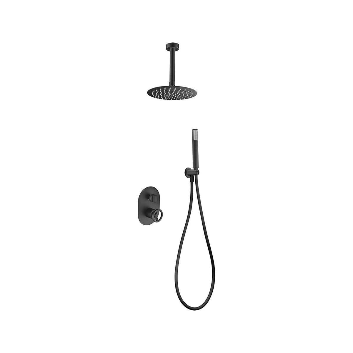 Conjunto de Ducha Monomando Empotrado Vesubio IMEX Negro Mate