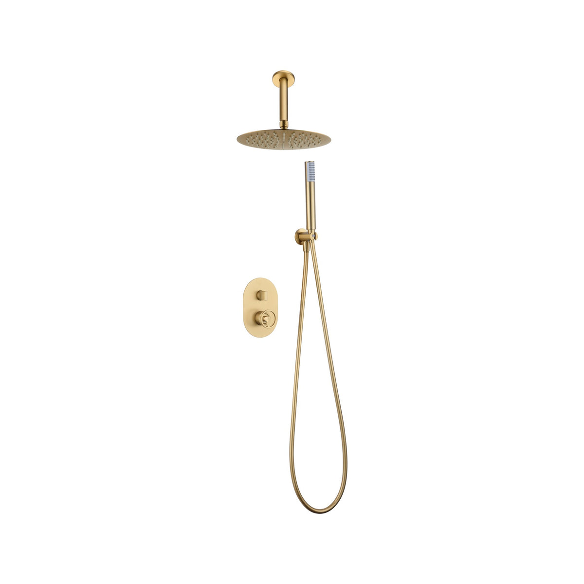 Conjunto de Ducha Monomando Empotrado Vesubio IMEX Oro Cepillado